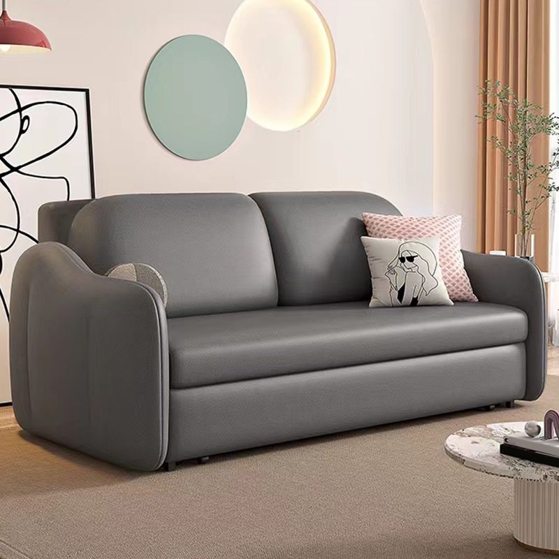 Faux leather Sleeper Sofa with Pillow Back Sofa Bed with Detachable Mattress