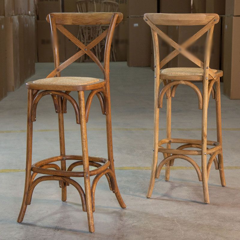 Contemporary Solid Wood Bar Stool Bristol Bar Stool with Wood Seat and Footrest