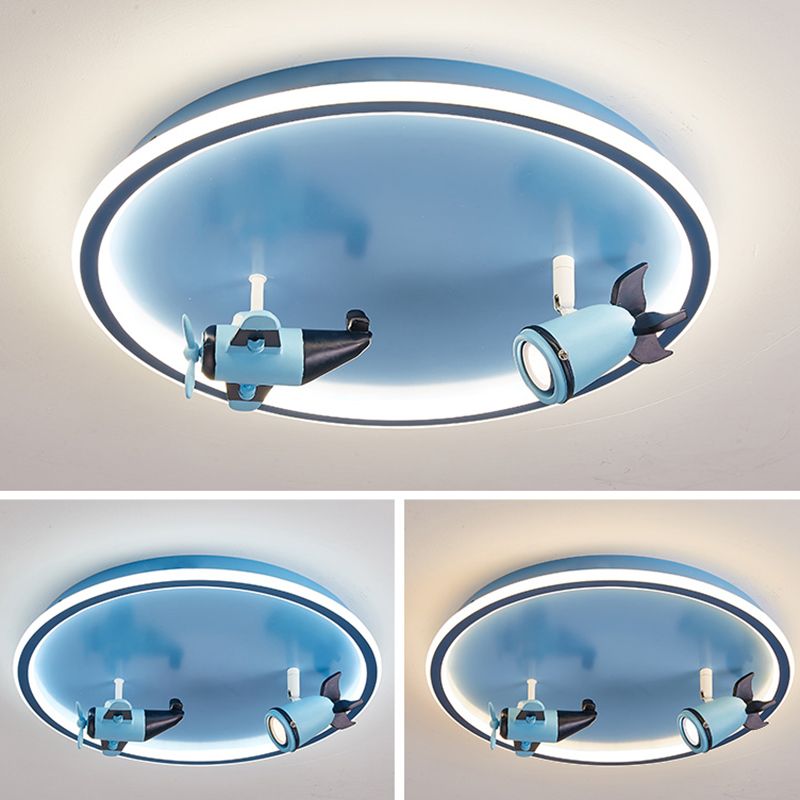 Plafonnier LED en acrylique bleu à 1 lumière, plafonnier arrondi créatif pour chambre d'enfant