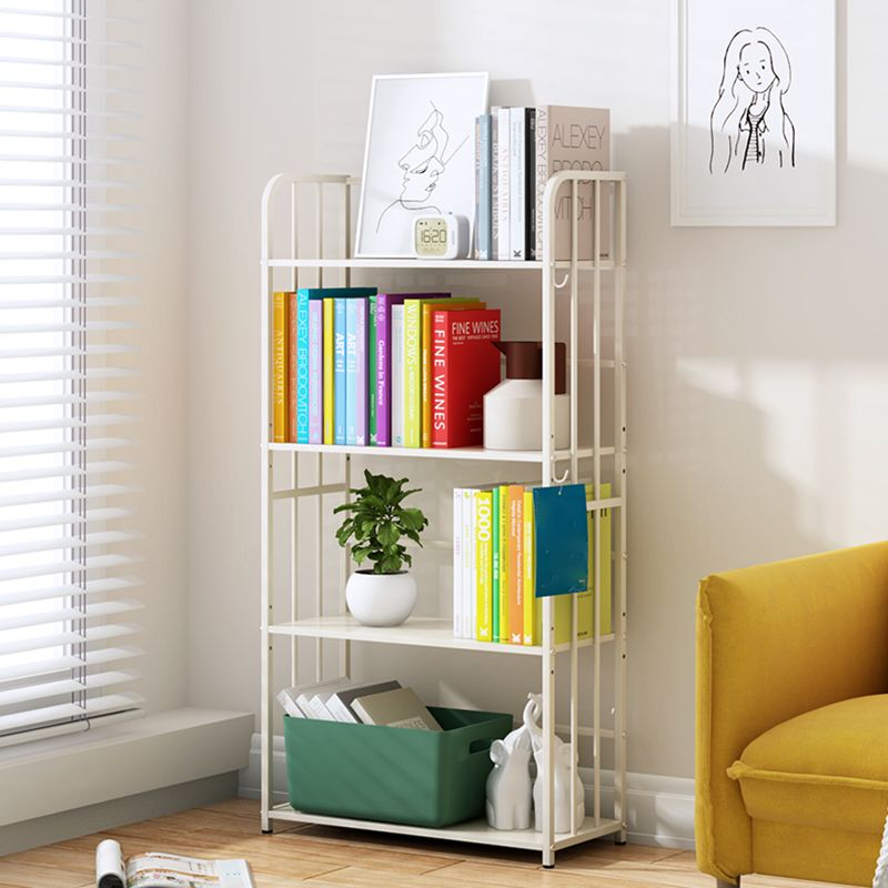 Contemporary Metal Bookcase Standard Closed Back Bookshelf with Shelves
