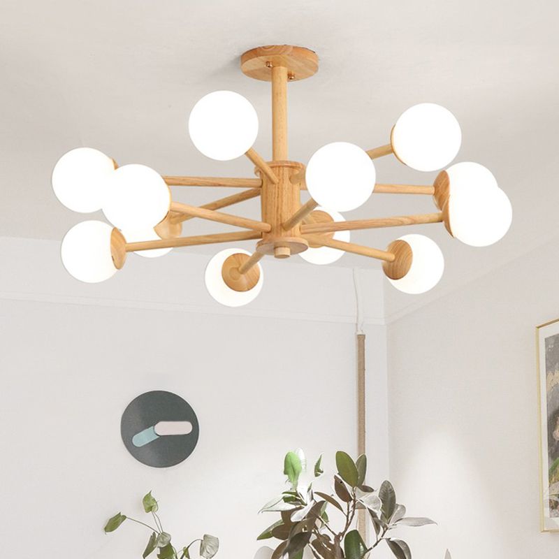 Beige Chandelier Light Fixtures Modern Multi-Head Hanging Pendant Lamps for Living Room