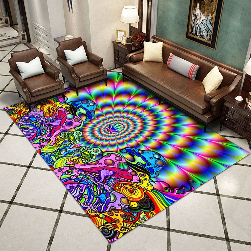Red Contemporary Rug Polyester Graphic Indoor Rug Stain Resistant Rug for Home Decoration