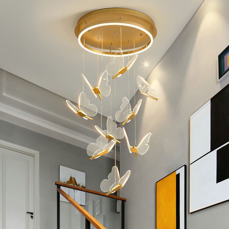 Zeitgenössischer Cluster -Anhänger Butterfly Arcylic Multi Pendant Light In Clear