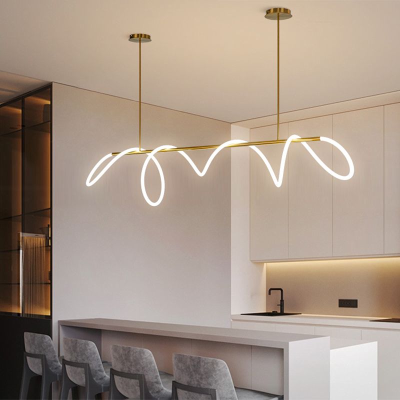 Post-modern Winding Lighting Hose Island Suspension Lamp 31.5" Length Minimalist Line Light for Living Room