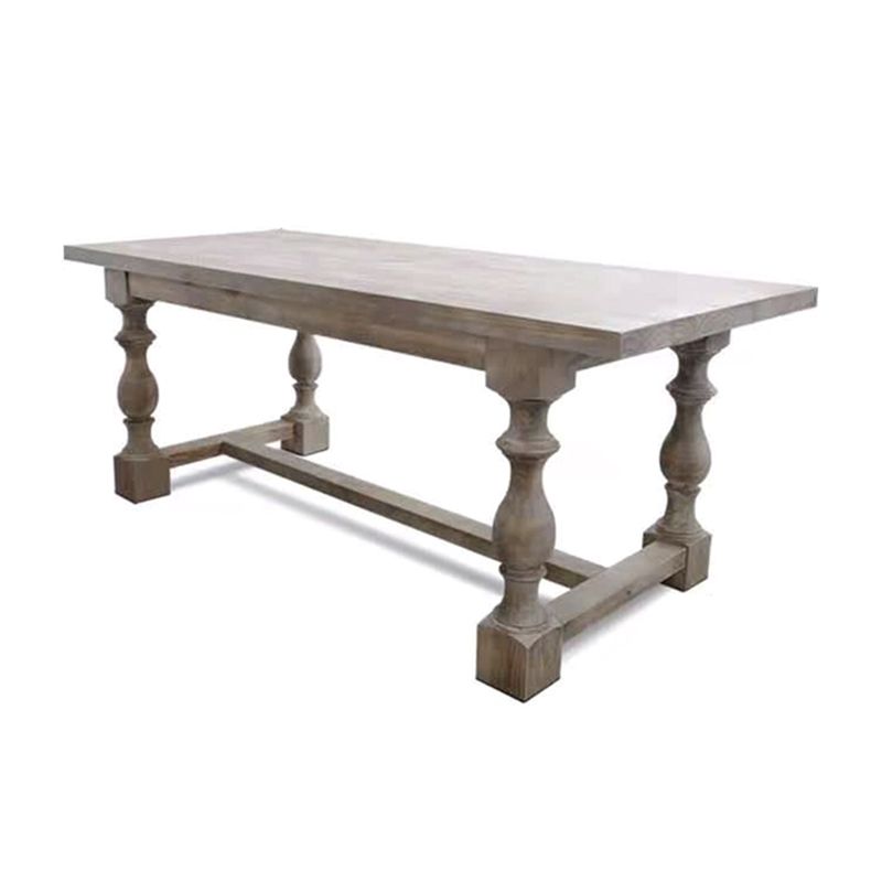 Farmhouse Style Fixed Solid Wood Dining Room Table with 4 Solid Wood Legs Kitchen Dining Set