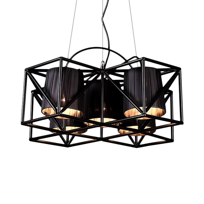 Light sospensione in tessuto a 5 bulbina industriale Black Black Cucina Lampadella illuminazione