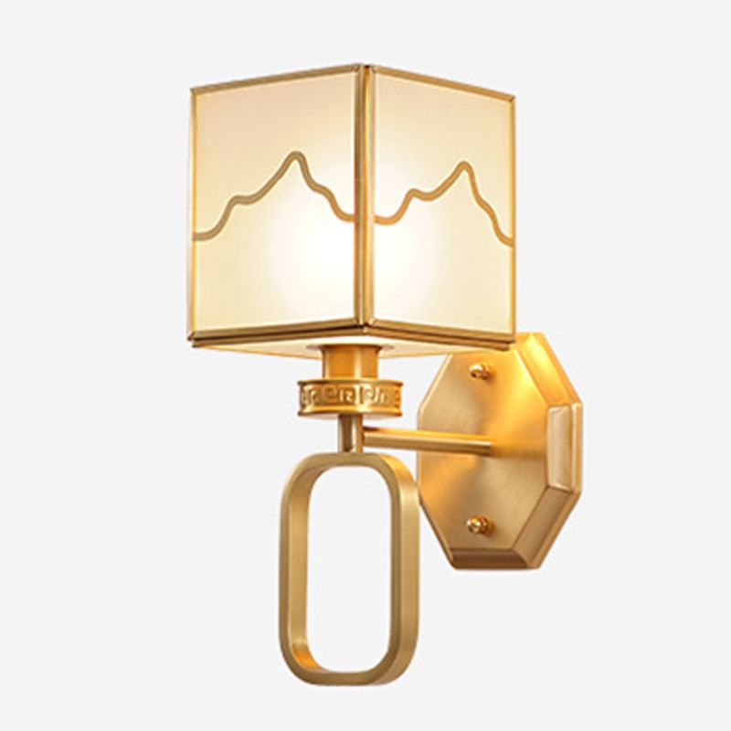 1 Light Square Wall Mounted Light Fixture Modern Wall Mounted Lighting in Gold Finish