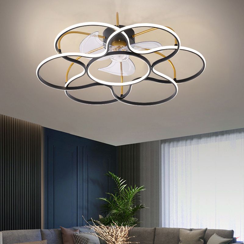 Simplicity Ceiling Fan Light Metal LED Ceiling Flush Mount for Living Room