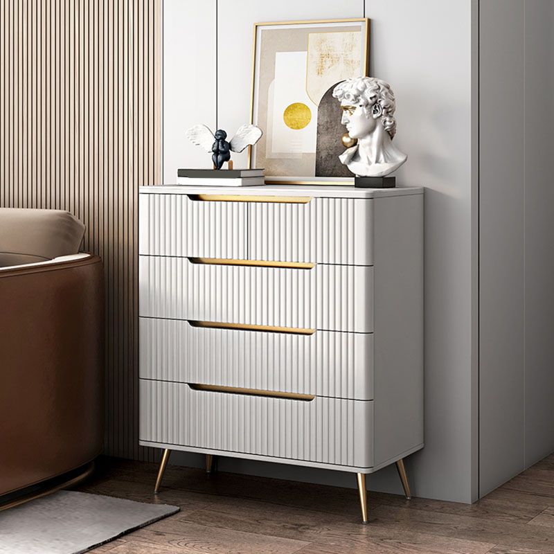 Glam Vertical Stone Storage Chest Bedroom White Chest with Drawers