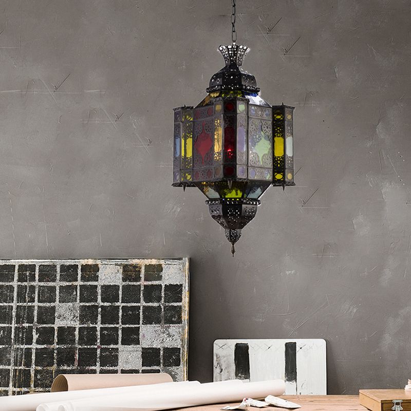 Black 8-Light Pendant Lighting Arab Style Metal Castle Chandelier Ceiling Lamp for Living Room