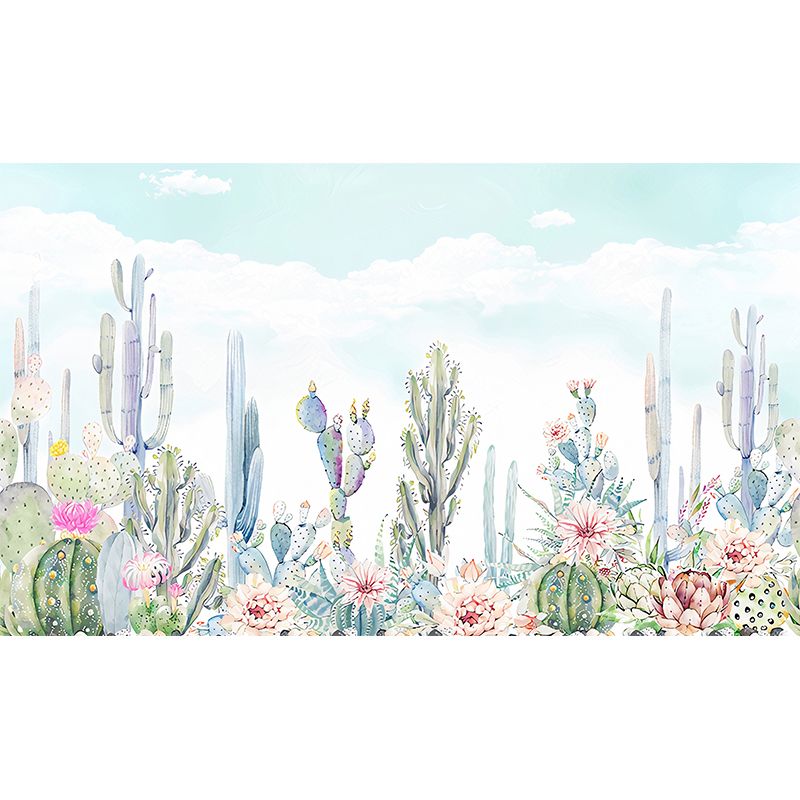 Waterproofing Cactus Wall Mural Decal Customized Size Minimalist Wall Art for Meeting Room