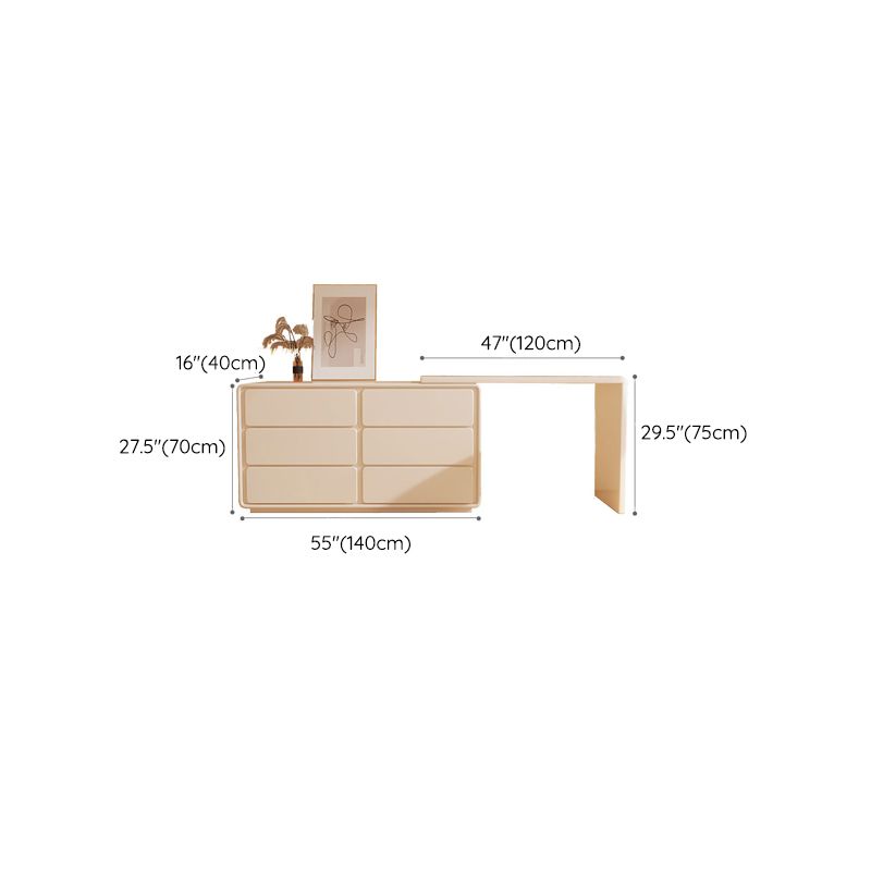 Cream Contemporary Bedroom With Drawer Wooden Lighted Mirror Make-up Vanity