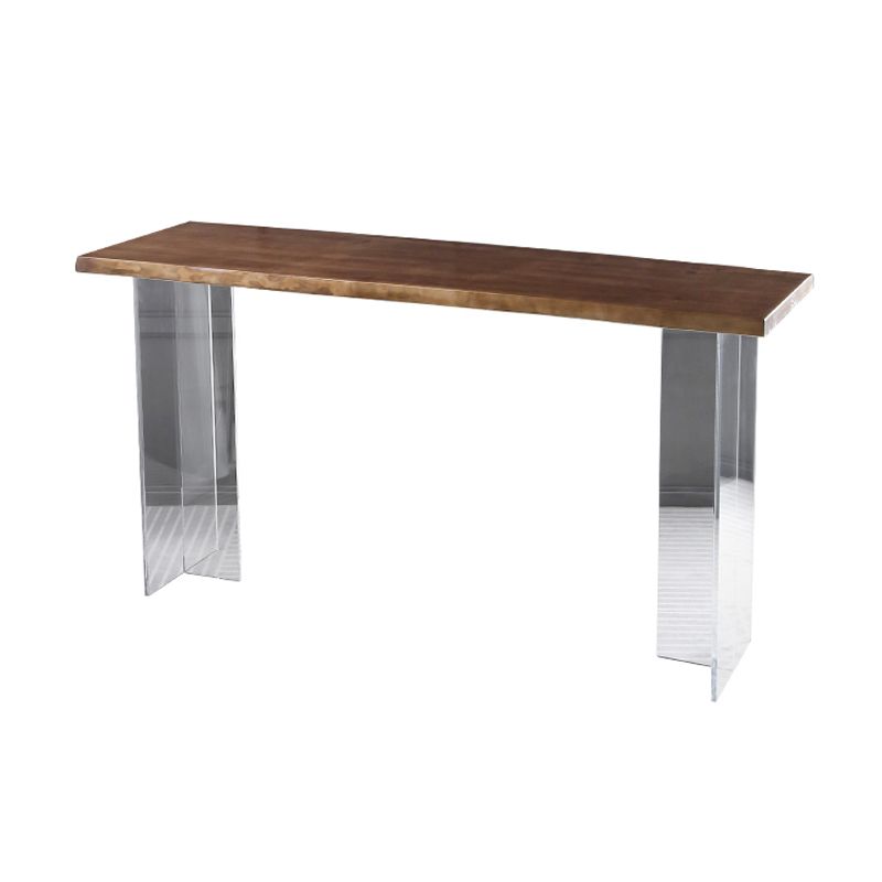 Modern Bar Table in Acrylic and Wood Double Pedestal Bar Height Table for Living Room