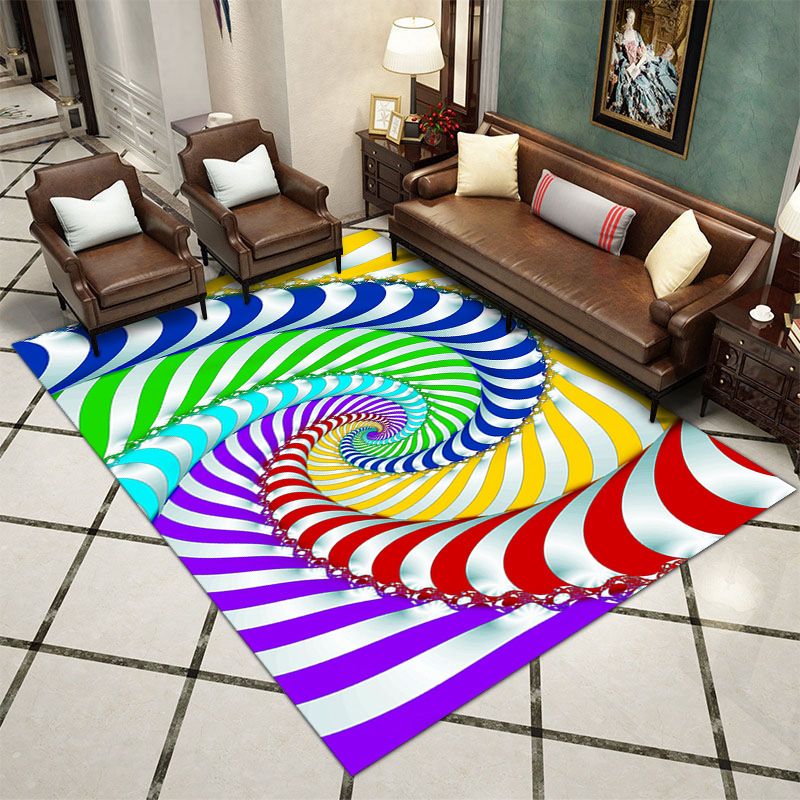 Red Contemporary Rug Polyester Graphic Indoor Rug Stain Resistant Rug for Home Decoration