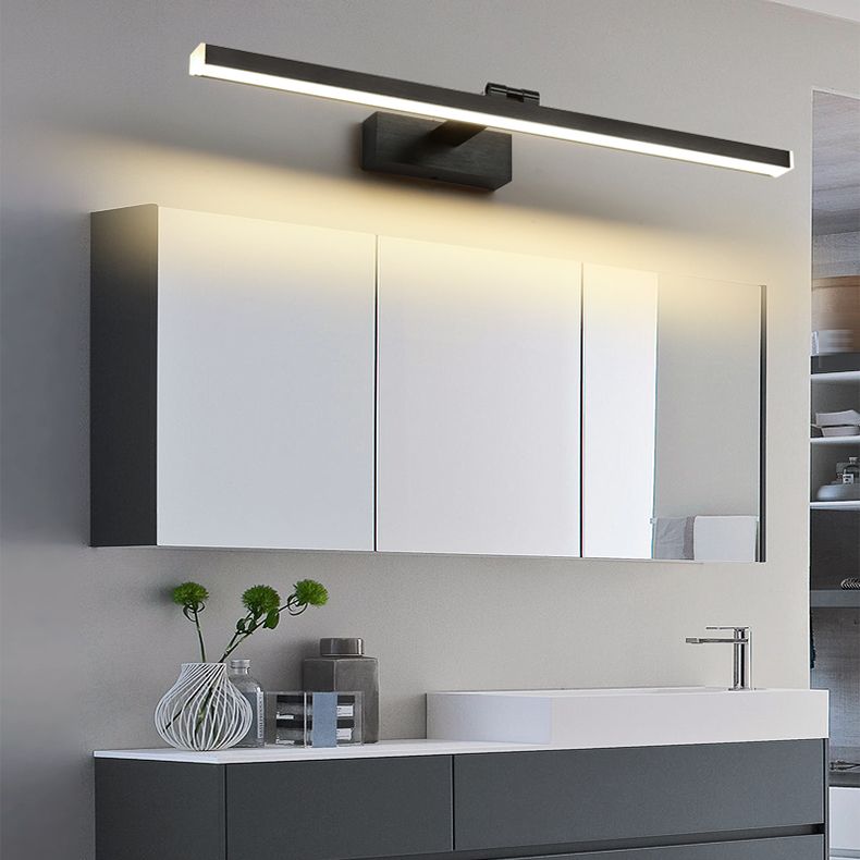 Black Mirror Front Light Modern LED Vanity Light with Plastic Shade for Bathroom