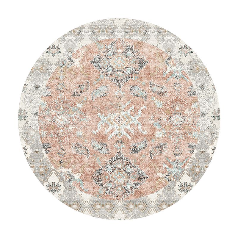 Stylish Red Area Carpet Bohemian Pattern Polyester Rug Anti-Slip Washable Rug for Home Decor