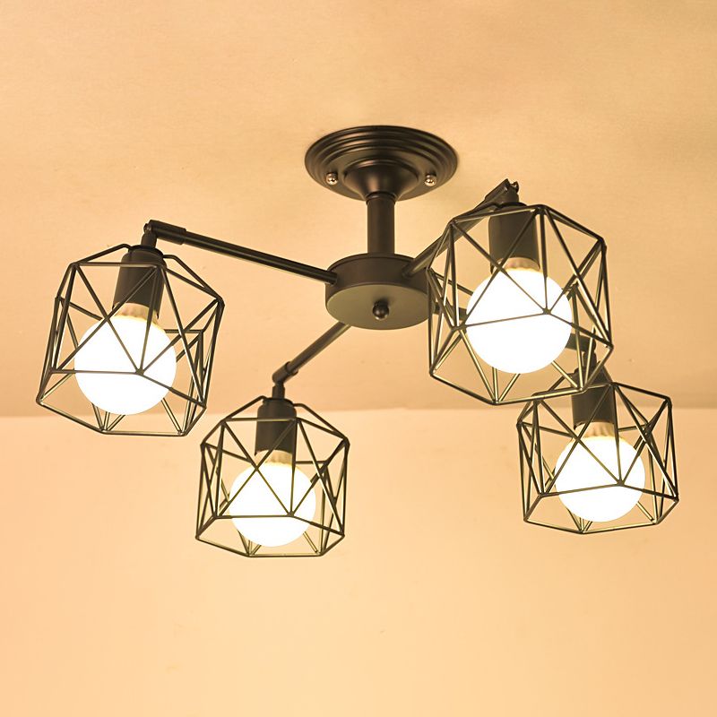 CABA DE CON CIENE IRON CAPILA ROTA CAMBIO DE CONTRACIÓN Lámpara colgante de dormitorio 4/6/8 luces en negro