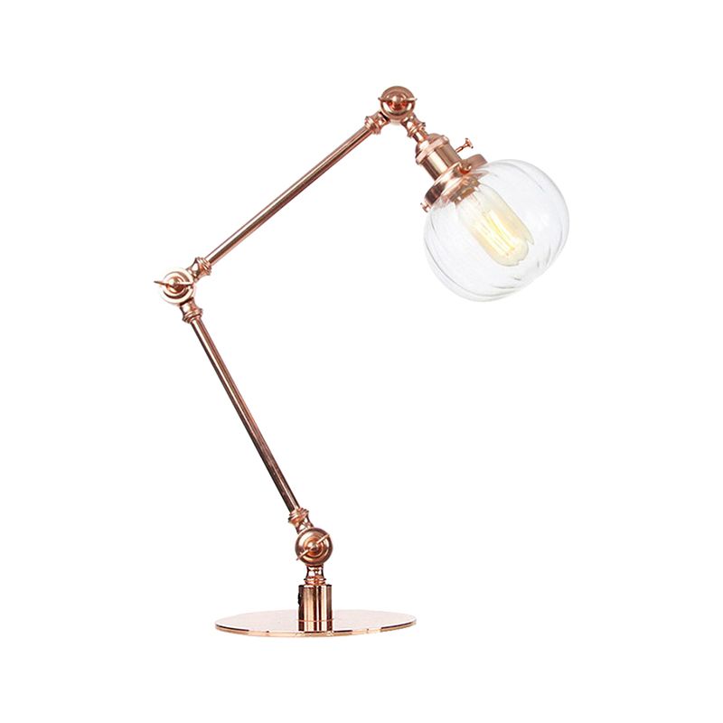 Éclairage de table globale en verre ambre / transparent vintage élégant 1 lampe de table finale noire / bronze claire pour chambre à coucher