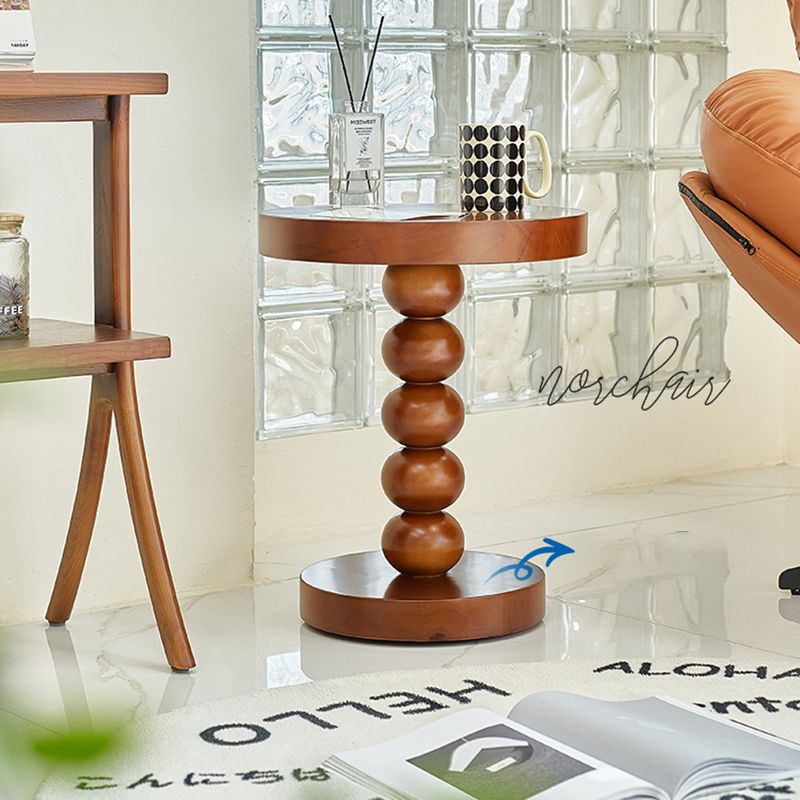Contemporary End Table Solid Wood Pedestal Round Living Room Side Table
