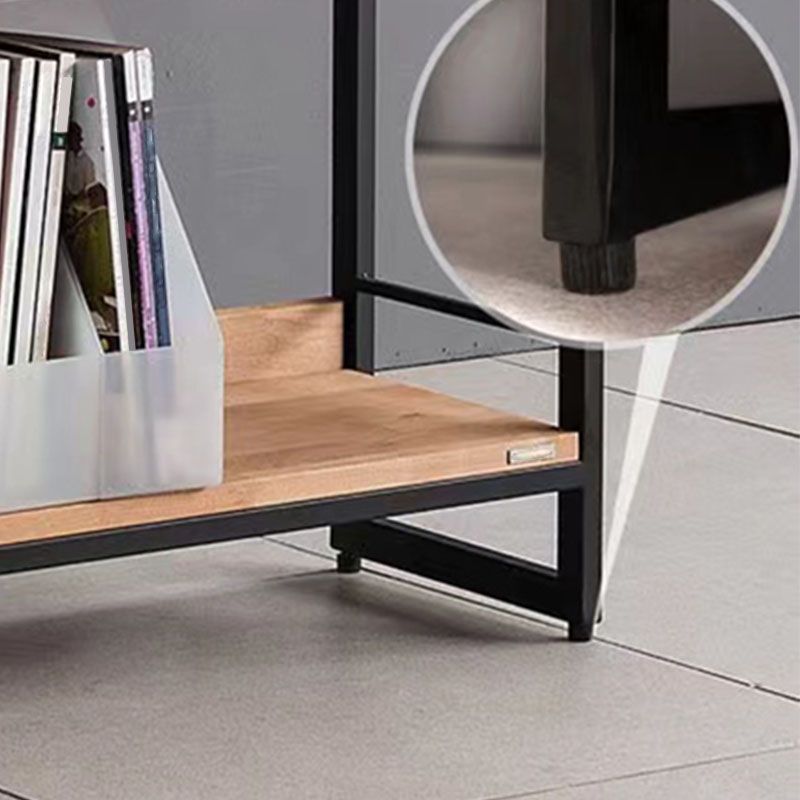 Modern Style Bookcase Black Metal Frame Open Back Bookshelf for Home Office
