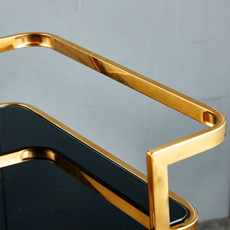 Contemporary 31.5"H Rolling Prep Table Rectangular Metal Prep Table for Dining Room