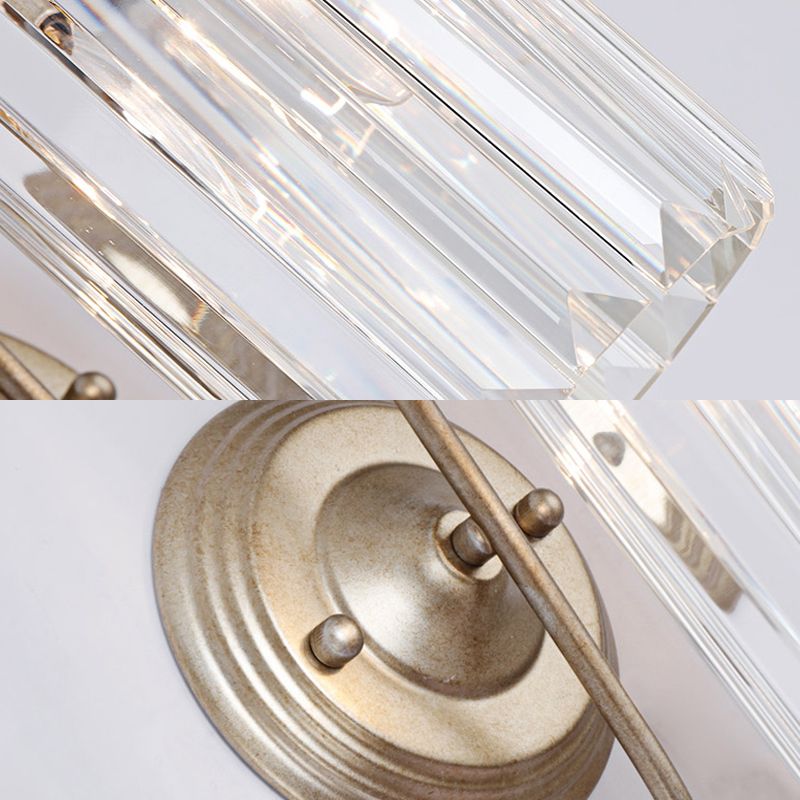 Prismatic Crystal Cylinder Wall Light Fixture Modern 1 Light Gold/Black Wall Mount Light