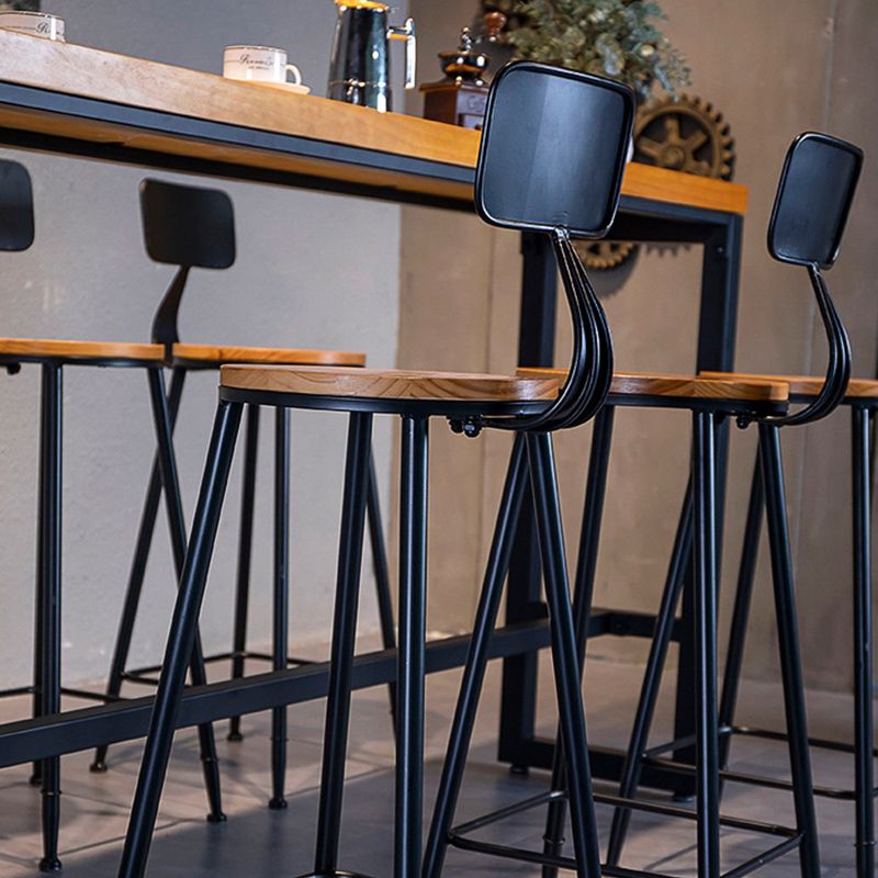 Industrial Style Rectangle Bar Table Solid Wood Bar Dining Table with Footrest