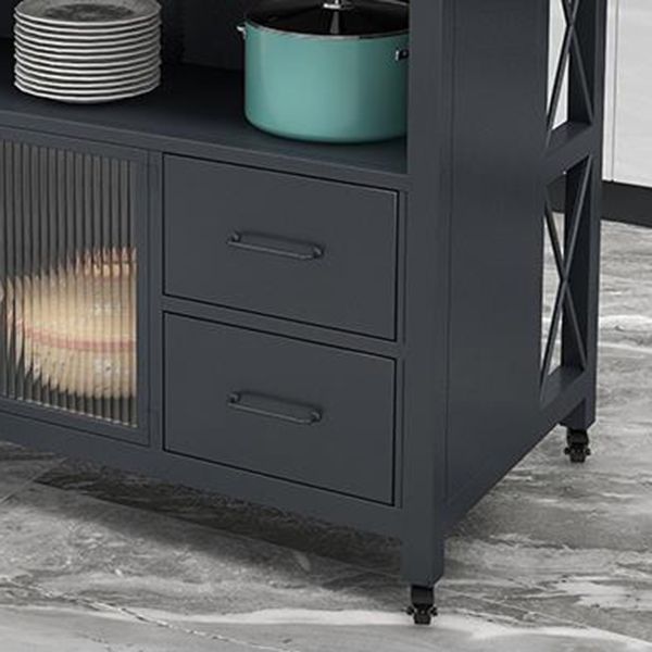 33.46" High Rolling Industrial Kitchen Island Stone Kitchen Island Table