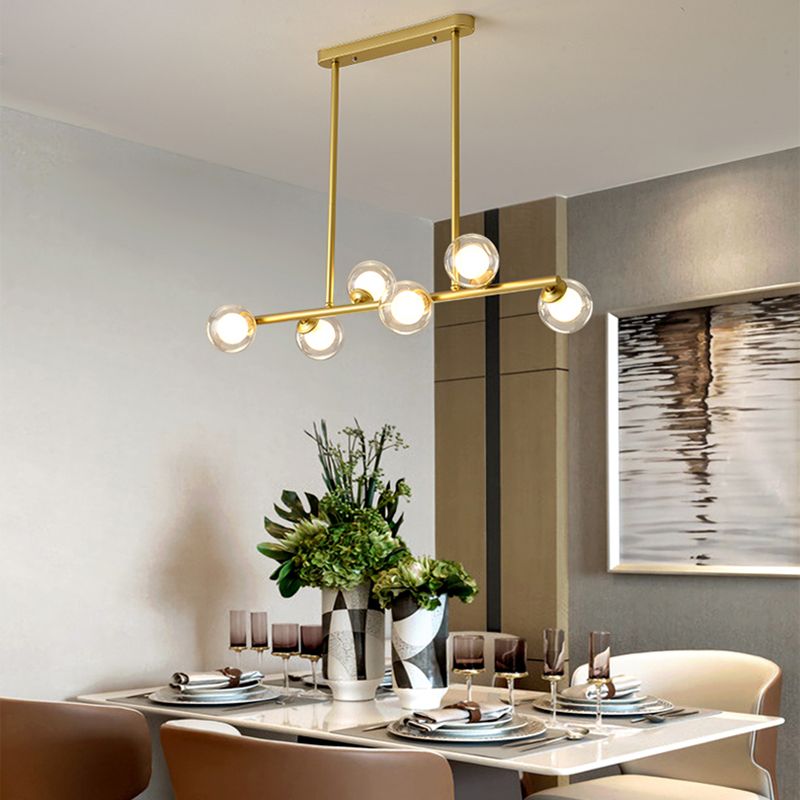 Contemporary Island Light Sphere Glass Island Chandelier Lights for Kitchen