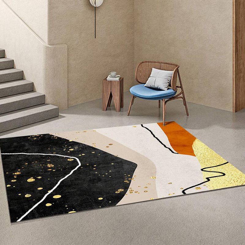 Light Navy Modern Rug Polyester Graphic Indoor Rug Non-Slip Backing Rug for Home Decor