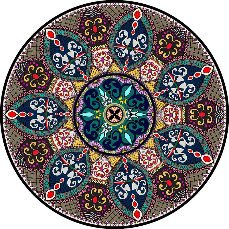 Couleur rond marocain Concentrique Tapis Polyester Classic Carpet non glisser le tapis intérieur pour le salon