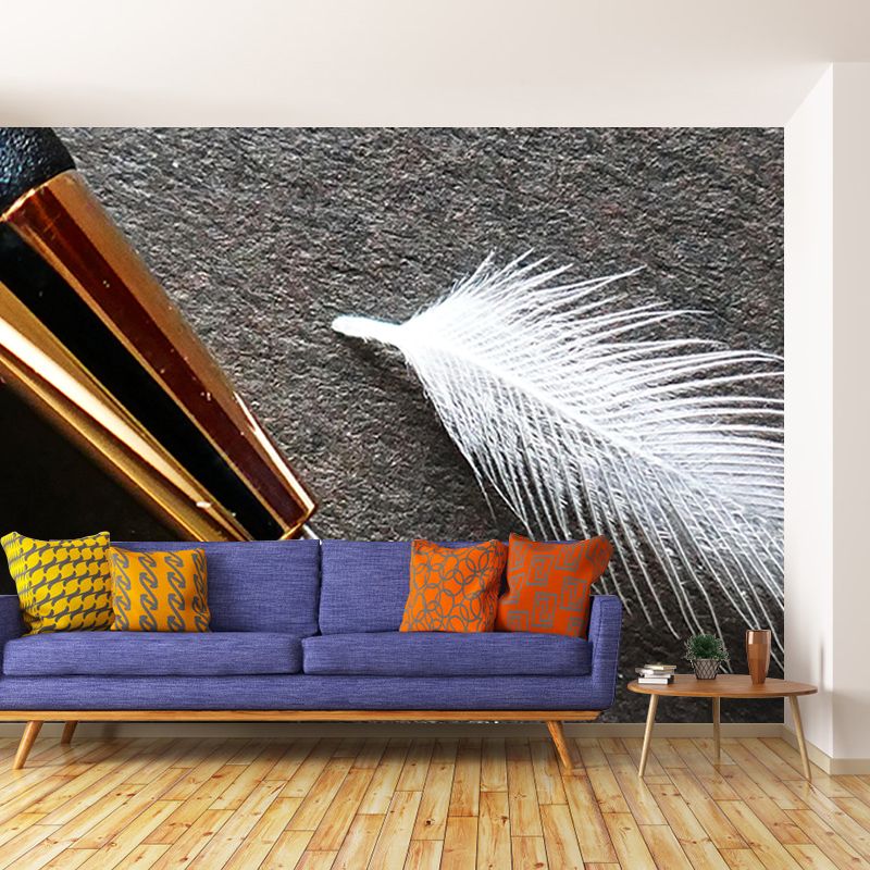 Light Bird Feather Wall Mural Modern Style Mildew Resistant for Wall Decor