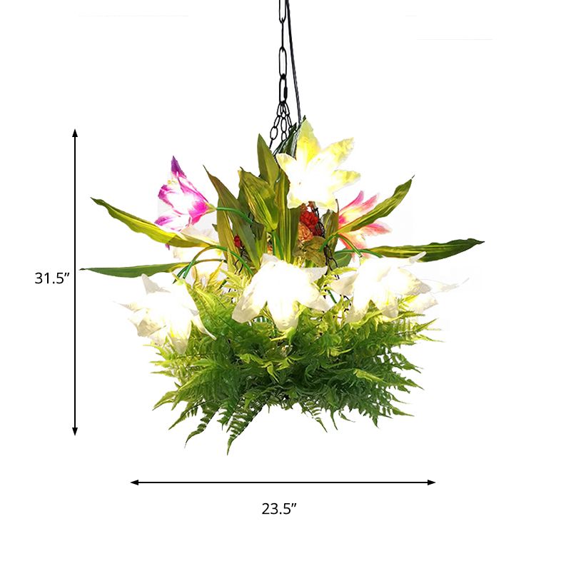 Éclairage de lustre Lily Restaurant Métal industriel 13 ampoules LED Plafond Green Pendant Light