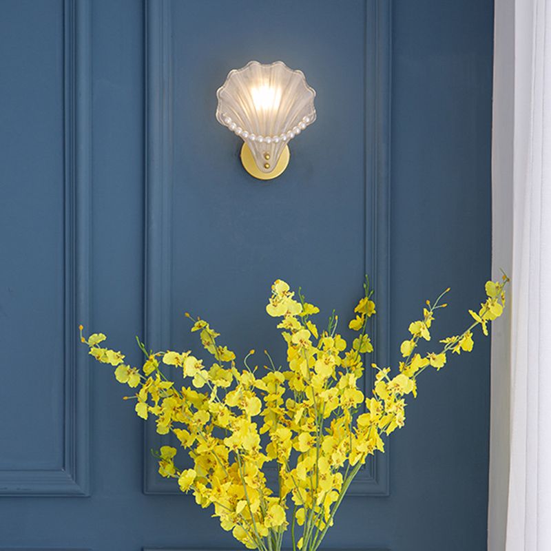 Golden Finish Single Contemporary Wall Mounted Sconce Glass Wall Light