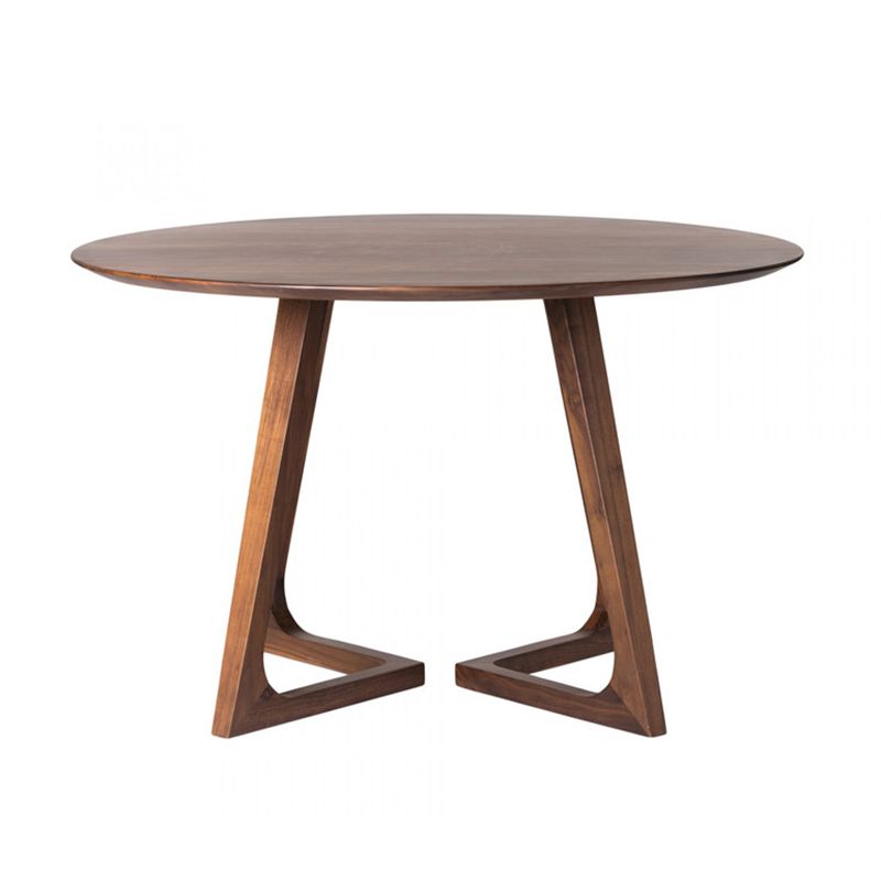 Round Wood Color Dining Table Pinewood Table Contemporary with Double Pedestal