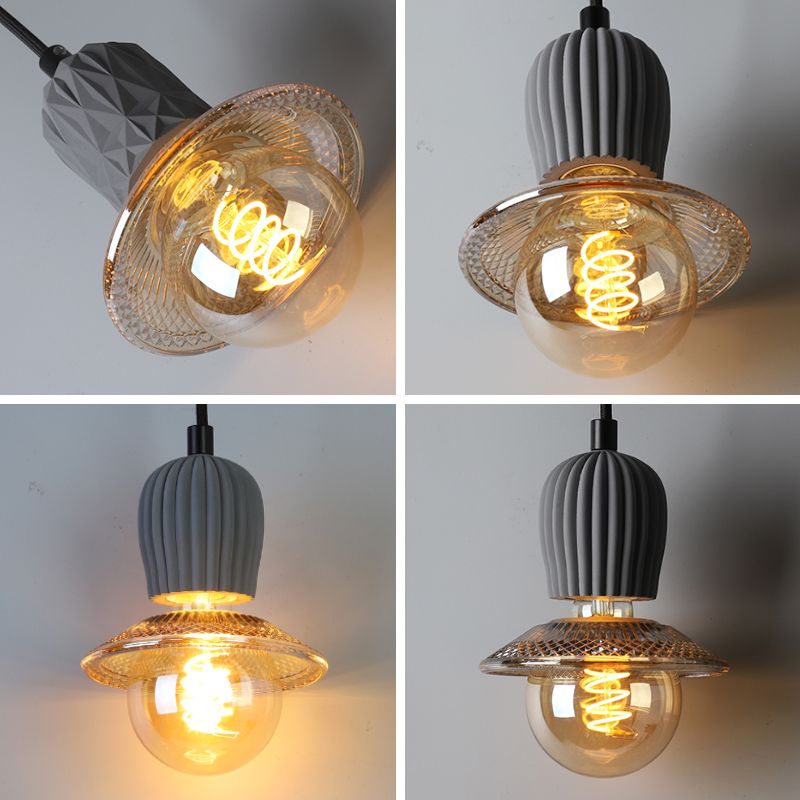 1-Light Cement Suspended Lighting Fixture Modern Pendant Light Kit for Dining Room