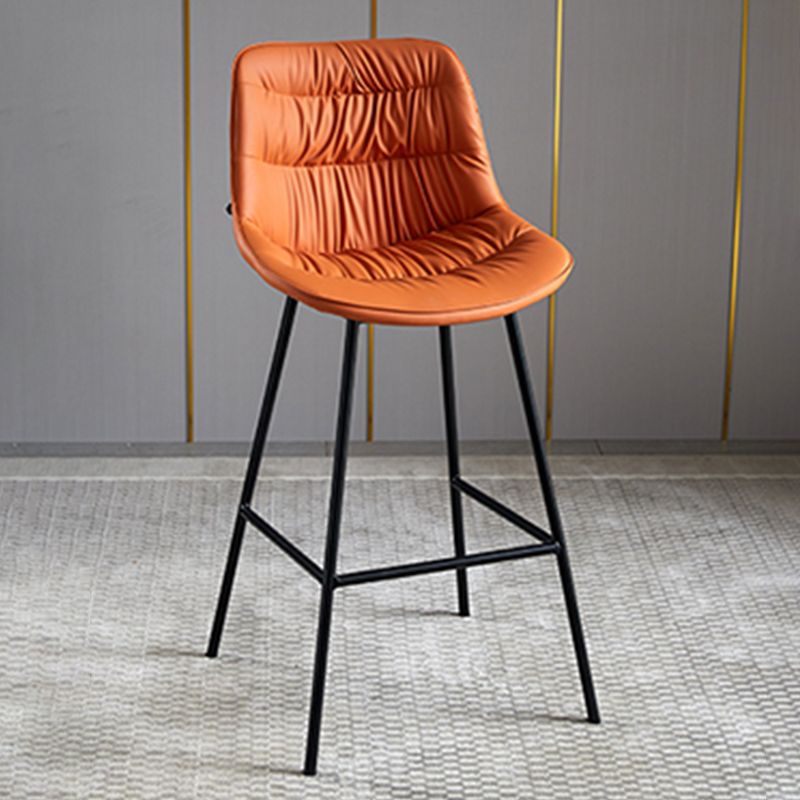 Modern Faux Leather Counter Stool Low Back Bar Stool with Footrest