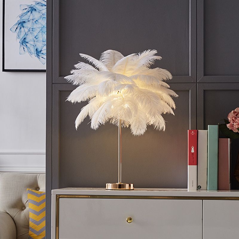 Coconut Tree Shaped Night Light Decorative Feather 1 Head Living Room Accent Table Lamp