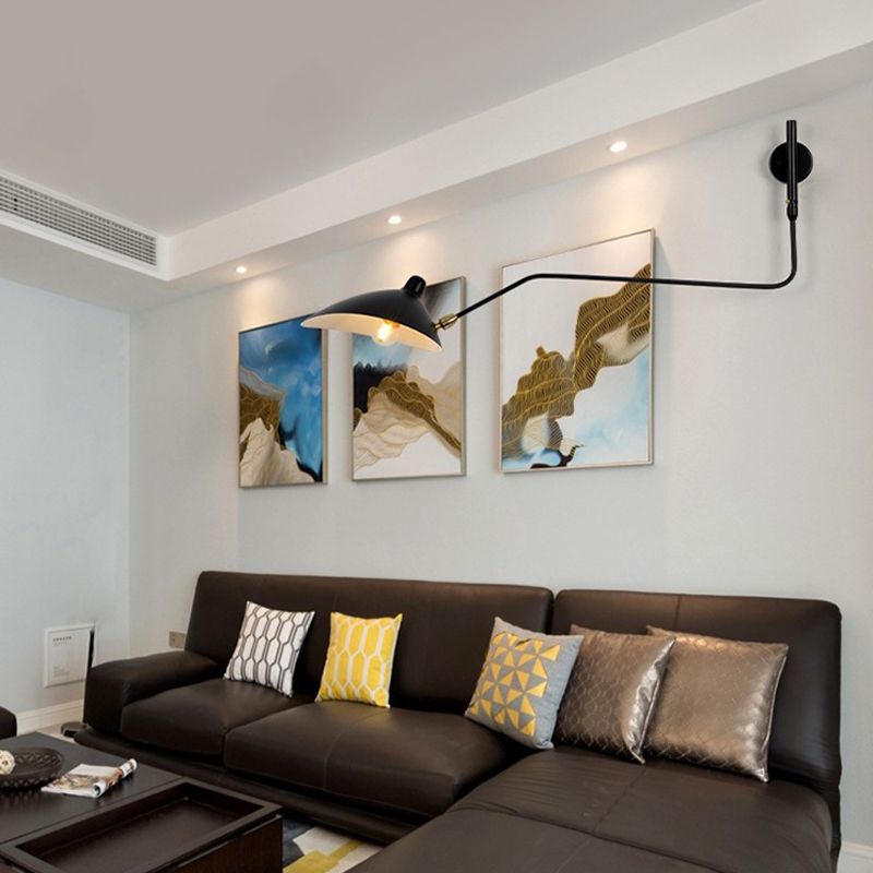 Industrial Style Wall Sconce Iron 1 Light Sconces in Black for Bedroom