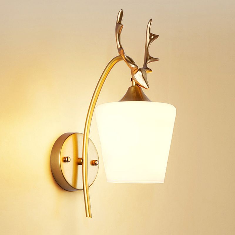 Modernist Wall Sconce Antler Wall Light Fixture with Glass for Bedroom