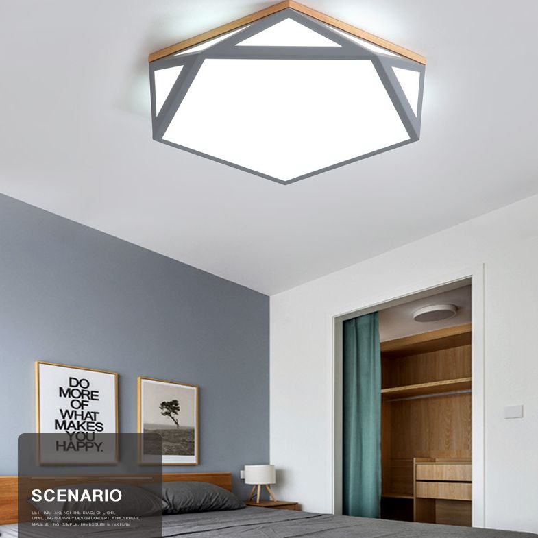 Lámpara de techo LED moderna con montaje empotrado en forma de Pentágono de metal para sala de estar