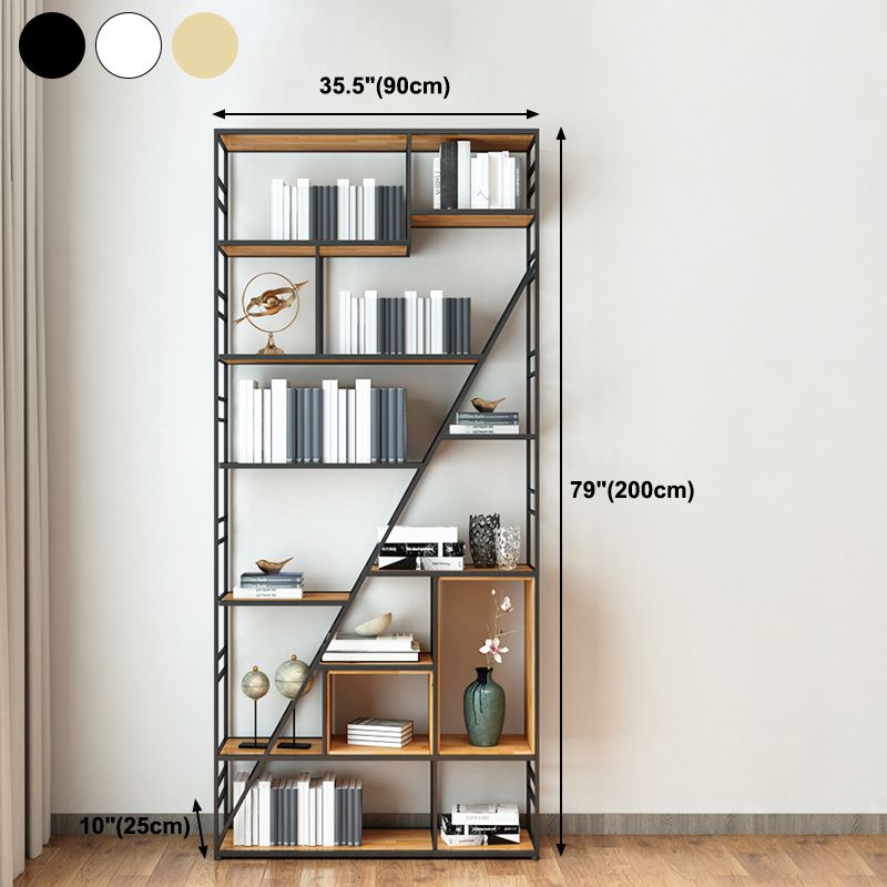 9.84"W 78.74"H Bookcase Industrial Style Open Back Bookcase for Study Room Home Office