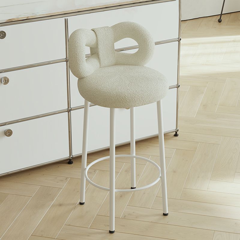Contemporary Upholstered Low Back Round Bar Stools with Metal Base