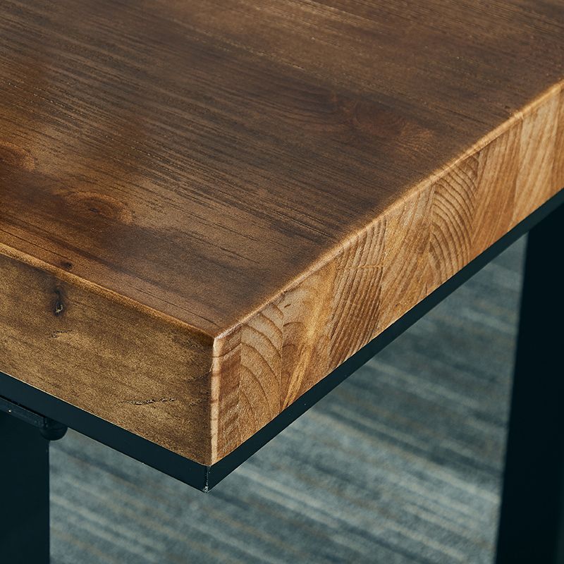 Industrial 1/2/5/7 Pieces Dining Set Solid Wood Dining Table with Leather Chairs