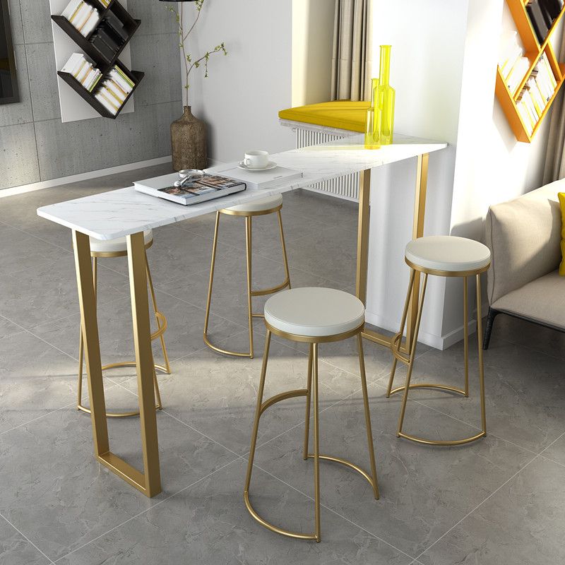 Faux Marble Table and Stool Set 1/2/3/4/5 Pieces Pub Dining Set