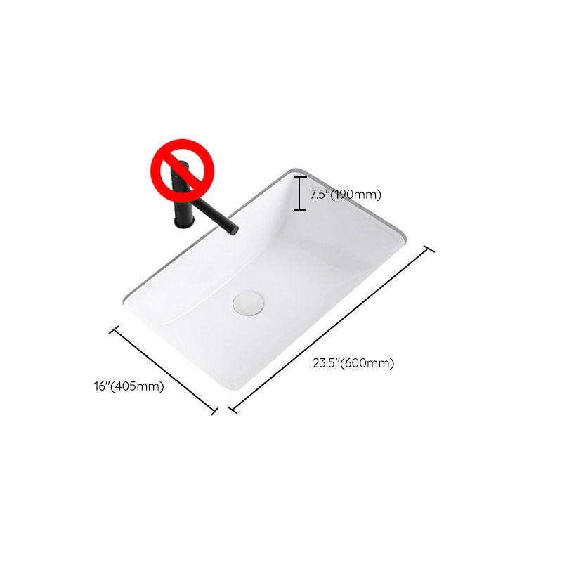 Modern Undermount Bathroom Sink Rectangular Porcelain with Faucet Basin Sink