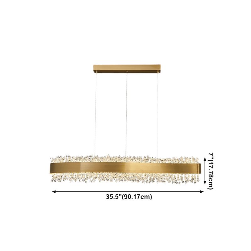 Modern LED Island Lamp Kitchen Dining Room Stainless Steel Crystal Hanging Lamp Fixture