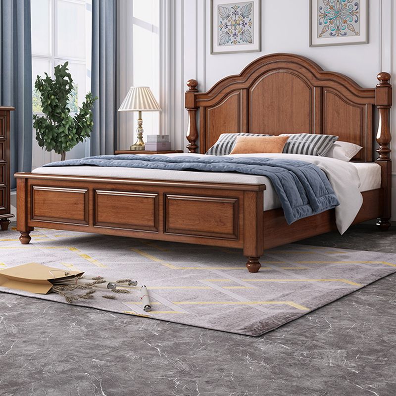 Mid-Century Modern Standard Bed Solid Wood Panel Bed with Headboard