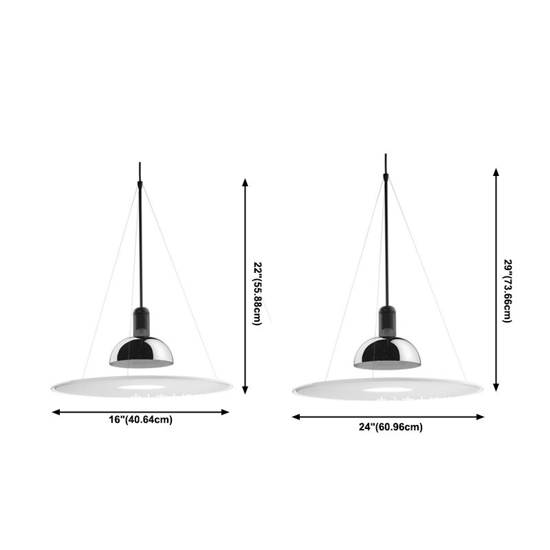 Minimalist Indoor Pendant Light, Dome Shade Metal 1-Light Pendant Lighting with Disk Under