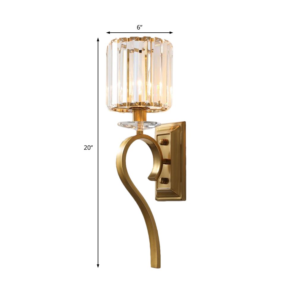 1 lumière du cylindre lumineux métal contemporain et clair de cristal clair lumière en or pour la chambre